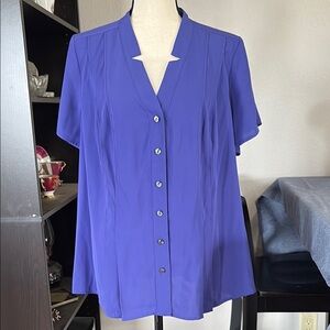 212 Collection Women’s Size 1X Purple Sheer Button Down Shirt